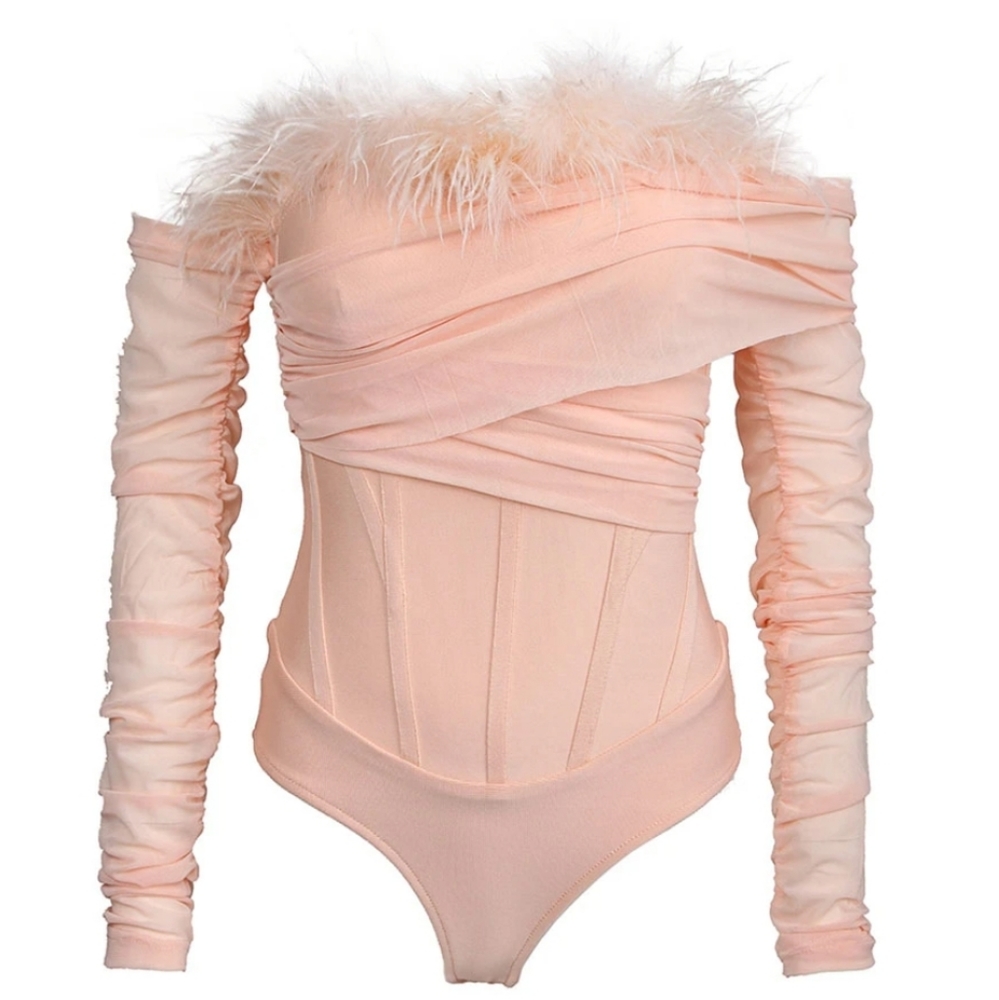 Off the Shoulder Long Sleeve Bandage Top